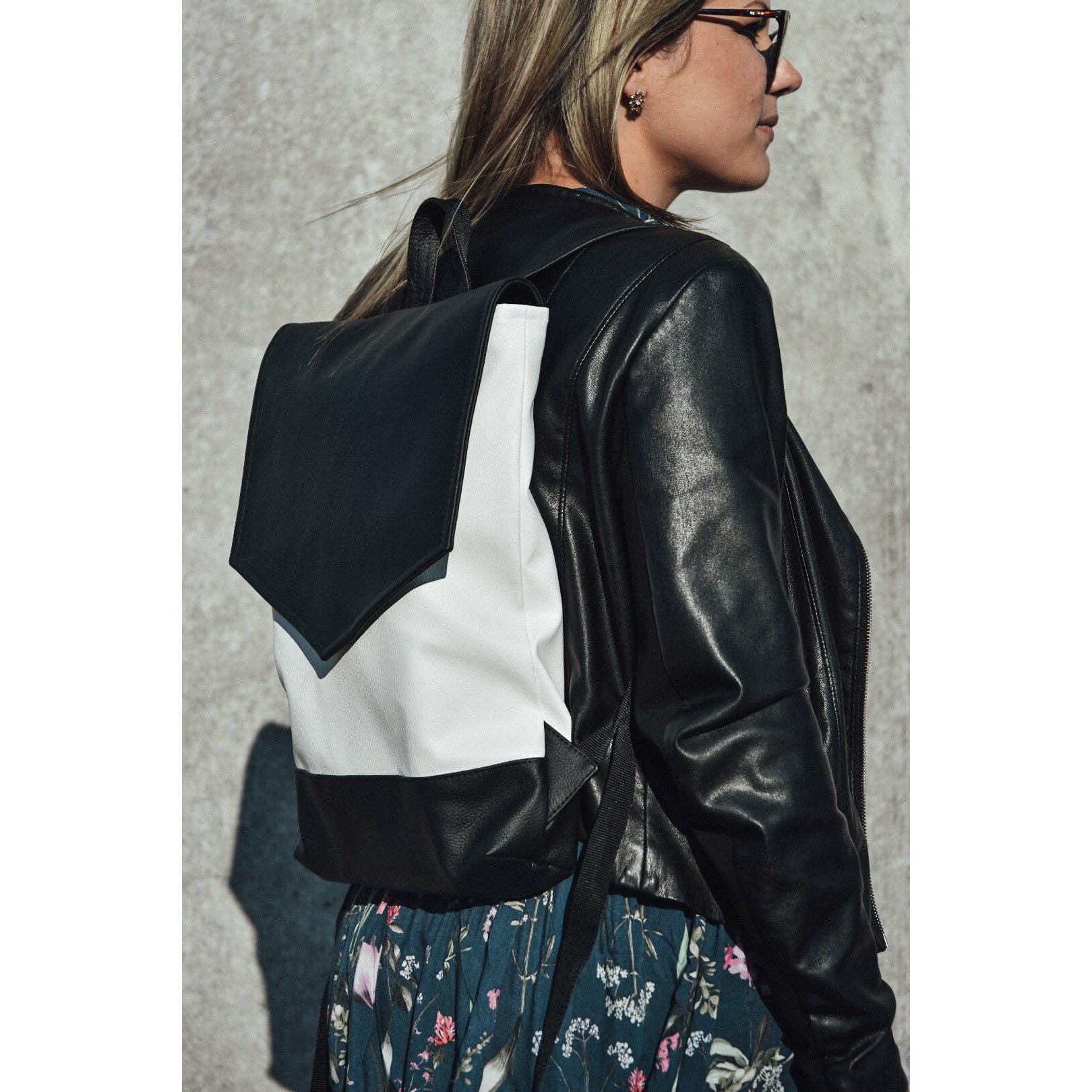 Deux Lux Demi Backpack Purse. $75 MSRP. New. Spring 2019. Black &  White.