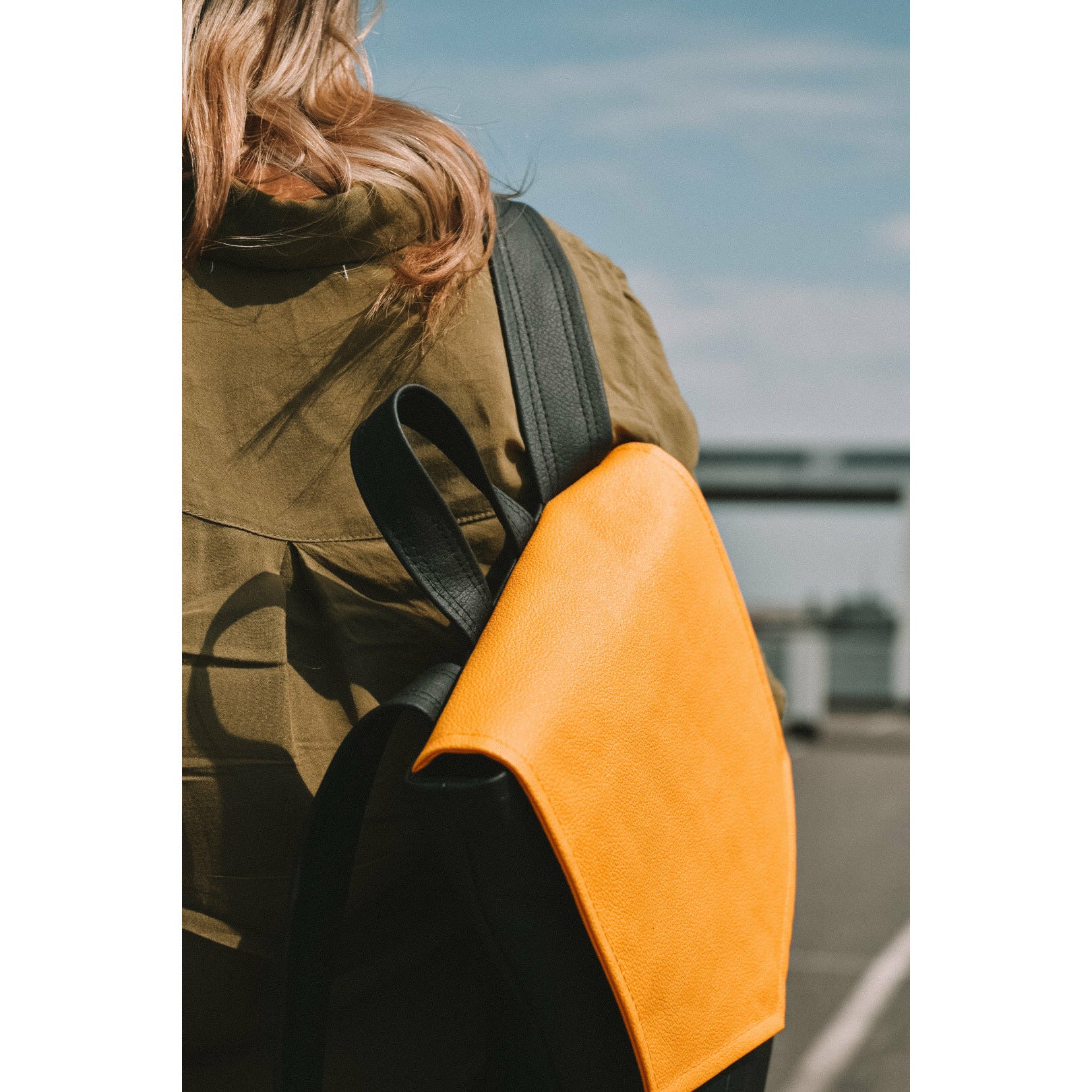 Mile Orange Vegan Leather Backpack