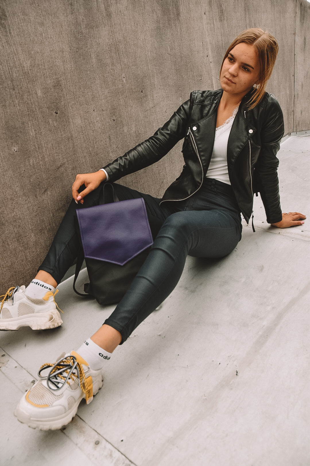Mile Purple Vegan Leather Backpack
