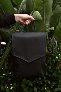 Mile Black Vegan Leather Backpack
