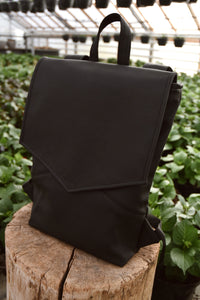 Mile Black Vegan Leather Backpack